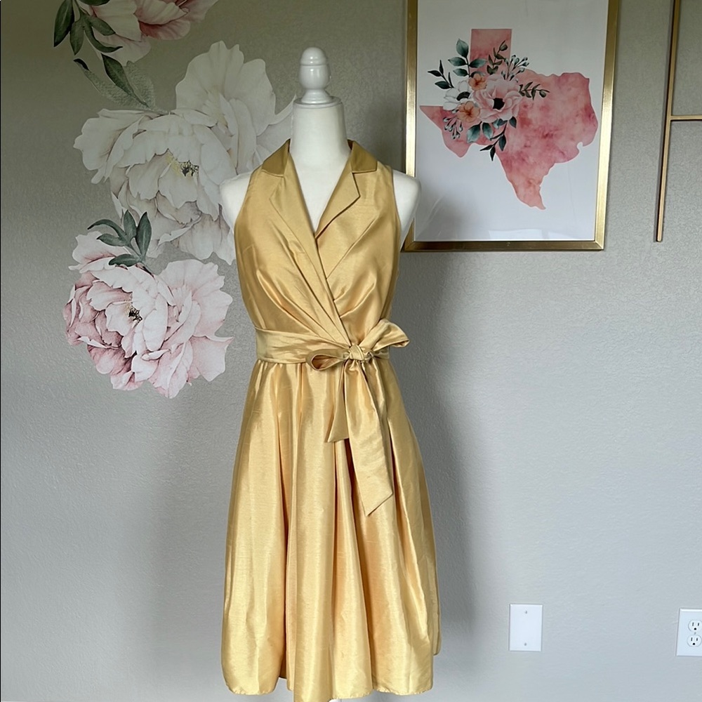 Elegant Buttercup Yellow Wrap Dress